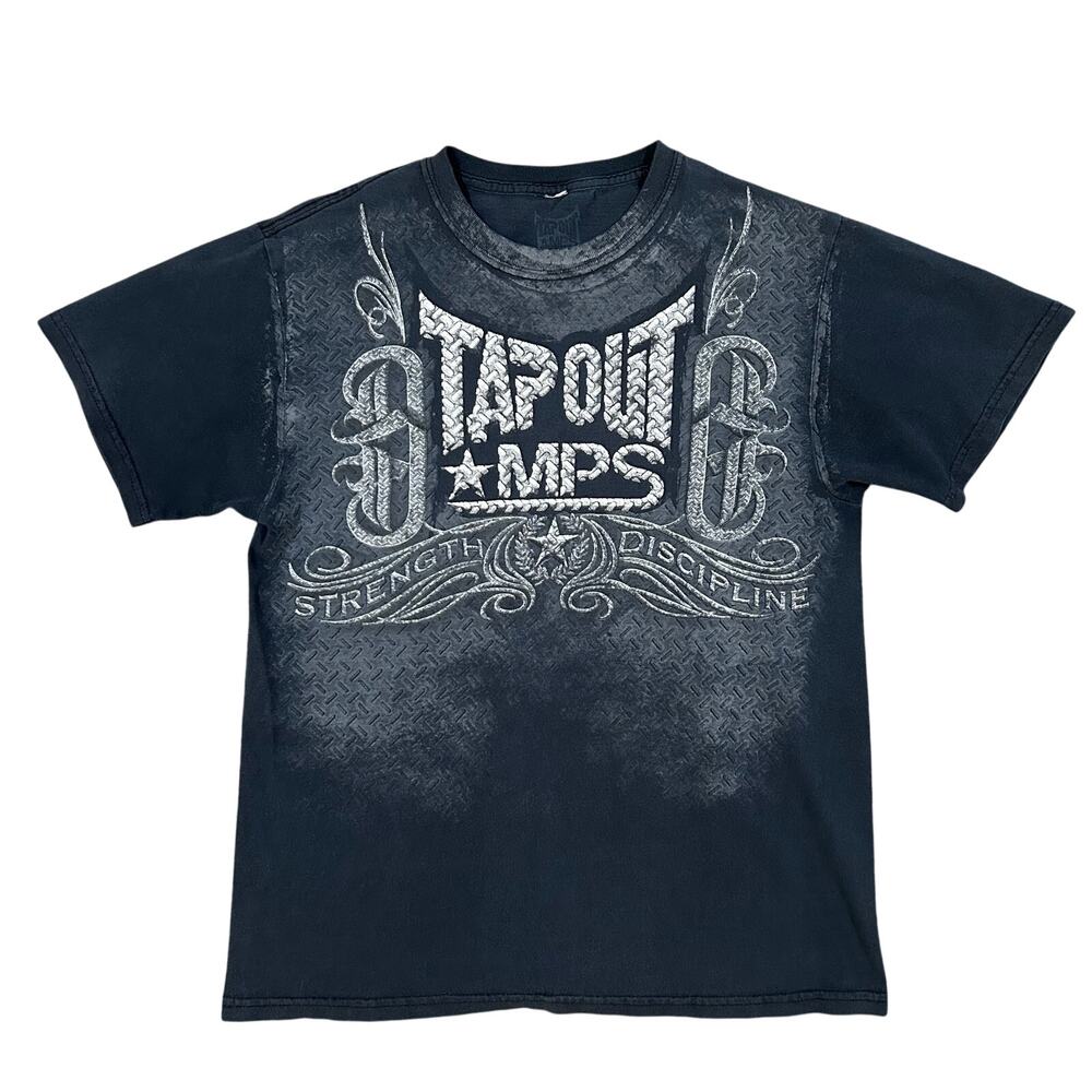 Vintage Y2K Tap Out MPS T-Shirt Mens Medium Martial Arts Boxing MMA Tee Black